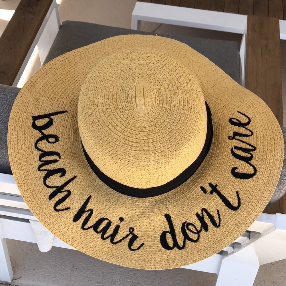 NWOT! - C.C ‘Beach Hair Don’t Care’ 100% Paper Wide Brim Sun Hat - Picture 2 of 7